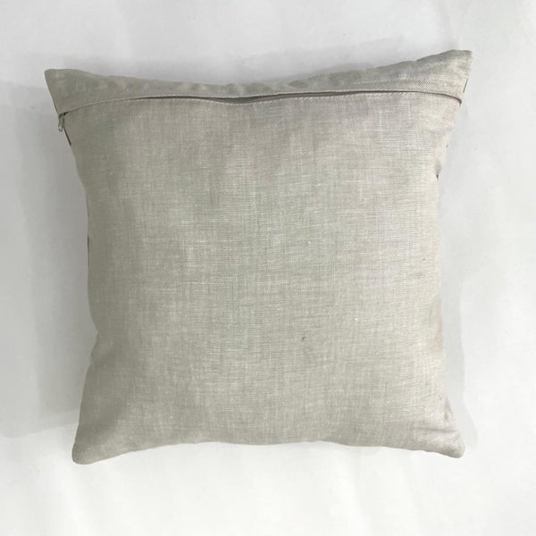 Tan Leather/Linen Cushion