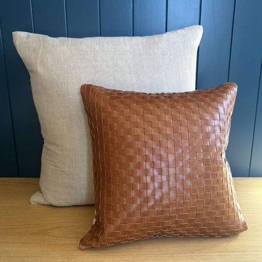 Woven Leather Cushion