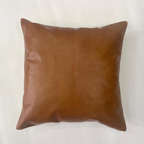 Tan Leather/Linen Cushion